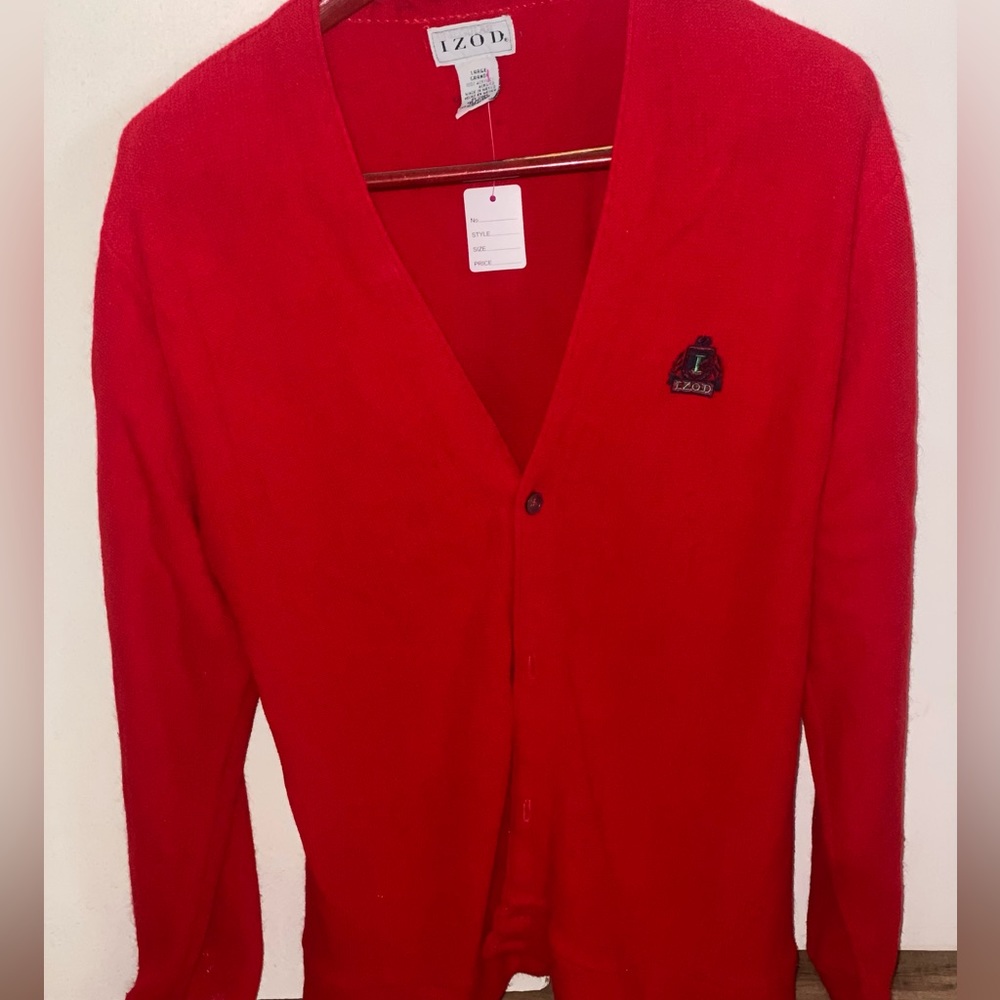 Red Izod button up cardigan size large